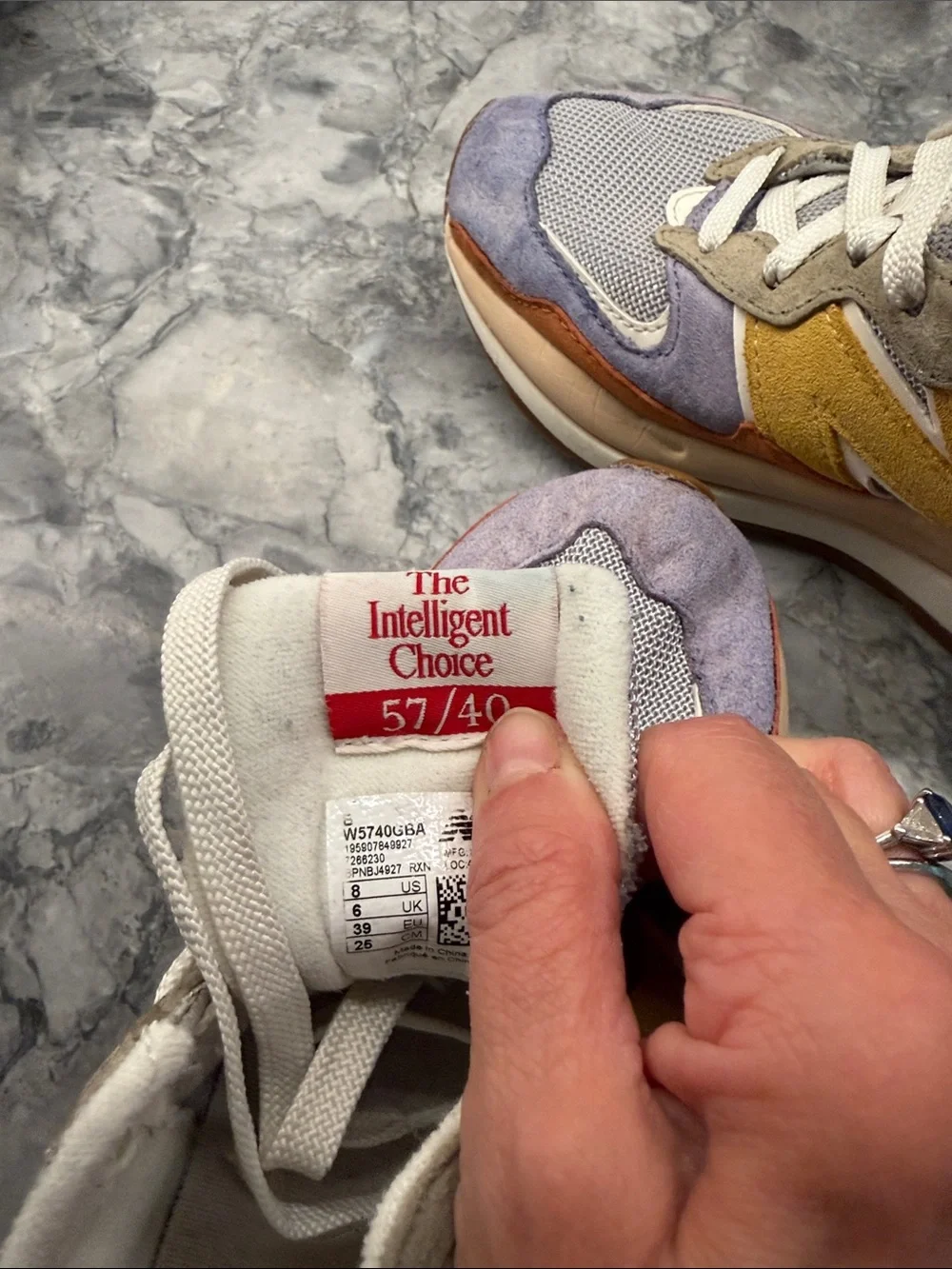 New Balance Kids Lavender, Yellow & Gray Suede Mesh Sneakers